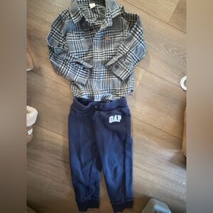 GAP Kids Dark Blue Sweatpants and button down top